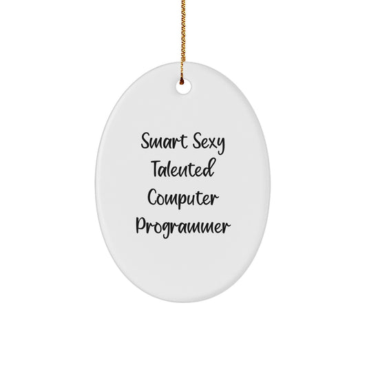 Funny Computer Programmer Oval Ornament, Gifts from Friends for Smart Sexy Talented Computer Programmer, Christmas Unique Gifts - Image 1