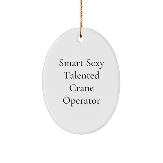 Funny Crane Operator Gifts for Him, Smart Sexy Talented Oval Ornament Christmas Decorations from Friends, Crane Operator Lover Men - Image 1