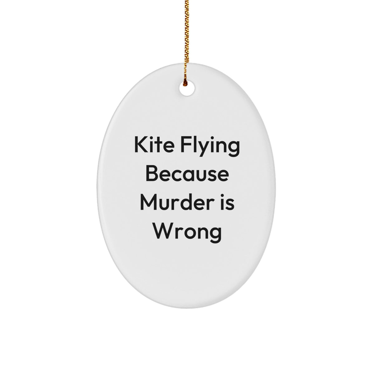 Kite Flying Oval Christmas Ornament Gift for Him Because Murder Is Wrong - Image 1