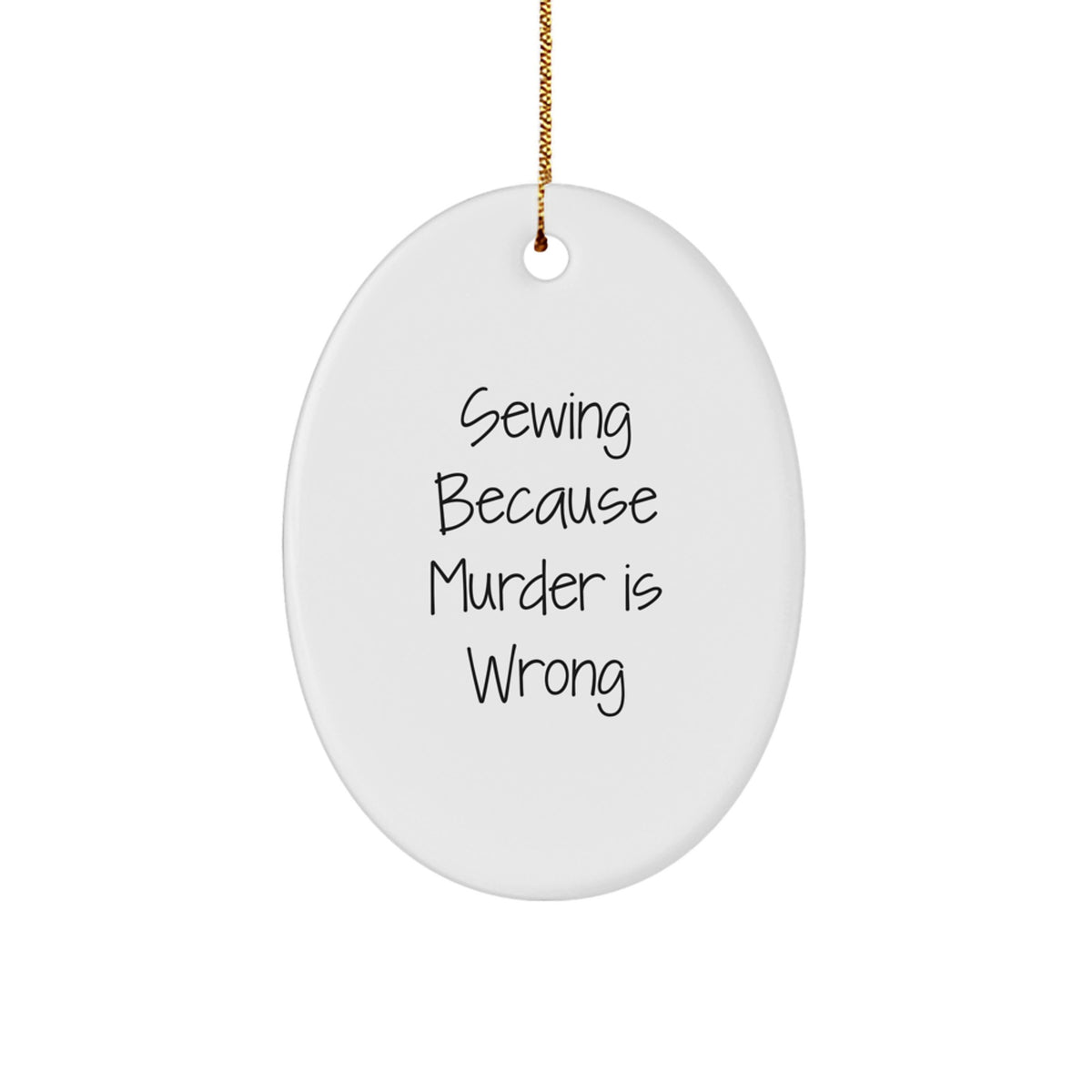 Oval Sewing Gift for Coworkers – Christmas Idea Sublimated Ornament - Image 1