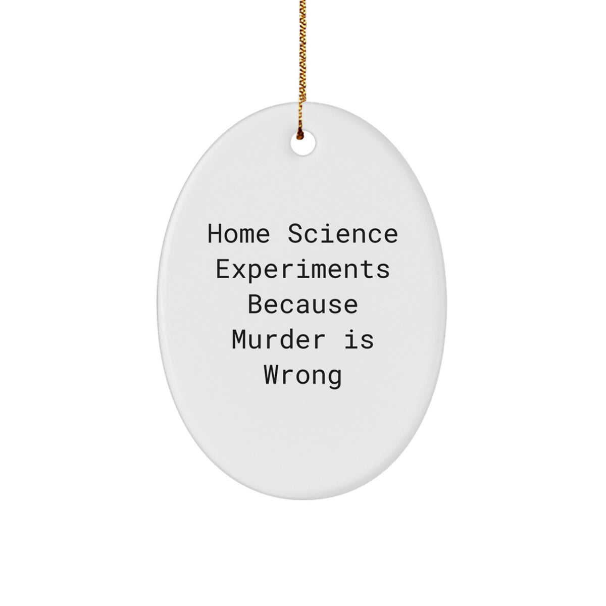 Home Science Experiments Oval Ornament Gift for Happy Kids Murder Is Wrong - Image 1