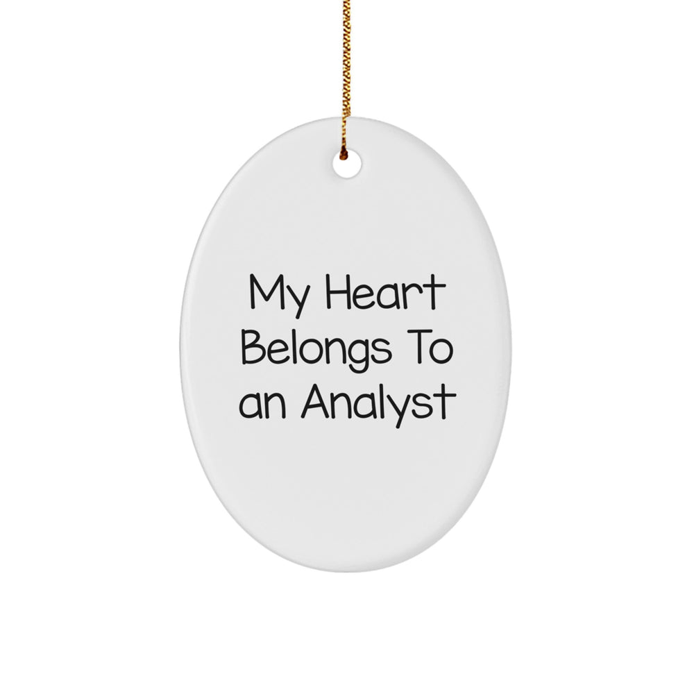 Funny Christmas Unique Gifts from Friends for Analysts - Oval Ornament My 'Heart Belongs To An Analyst' - Durable MDF Material - Image 1