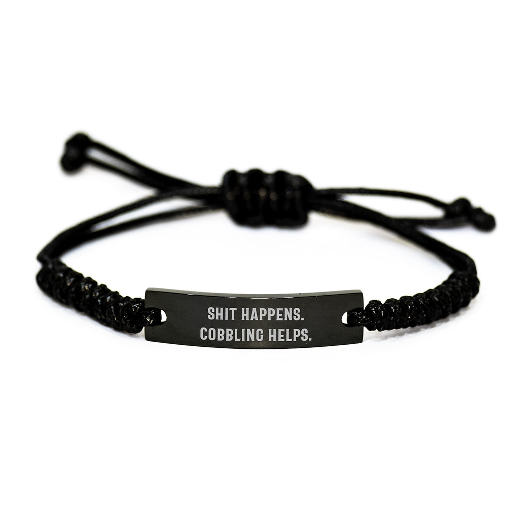 Cobbling Rope Bracelets for Men Gifts from Friends and Family - Christmas Unique Rope Jewelry with Inspirational Quote 'Shit Happens. Cobbling Helps.' - Image 1
