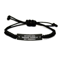 Load image into Gallery viewer, Oral Surgeon Gifts from Friends - Figuring It Out Yourself Rope Bracelet for Graduation - Men's Black Adjustable Rope Gift - Image 1
