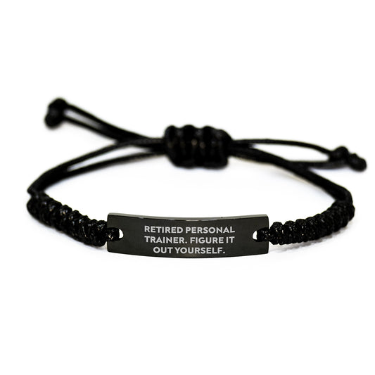 Funny Personal Trainer Rope Bracelet, Unique Gifts for Personal Trainer Friends or Family Members from Men, Personalized Black Rope Bracelet for Graduation Day - Image 1