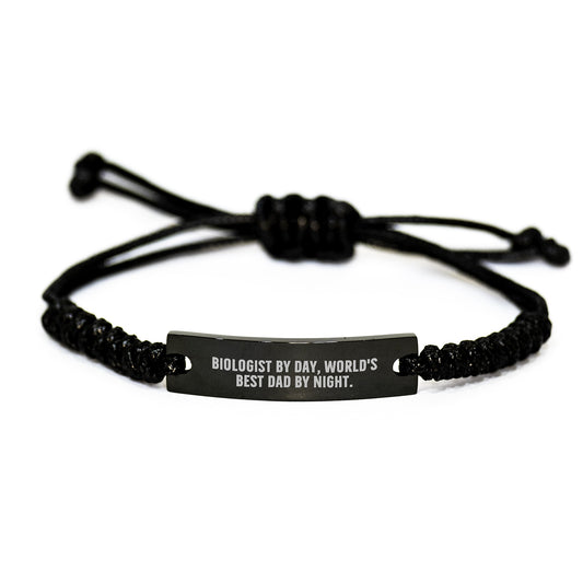 Birthday Gift for Her Biologist By Day, World's Best Dad Rope Bracelet - Image 1