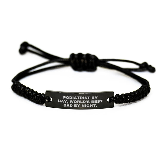 Podiatrist Keepsake Rope Bracelet for Him Black Adjustable Birthday Gift - Image 1