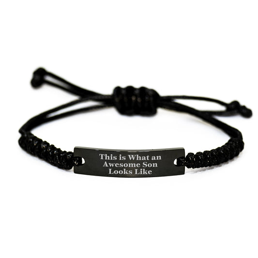 Funny Son Gifts from Mom or Dad, This Is What An Awesome Son Looks Like Rope Bracelet for Graduation, Unique Gifts for Men, Sweetheart, or Friend - Image 1