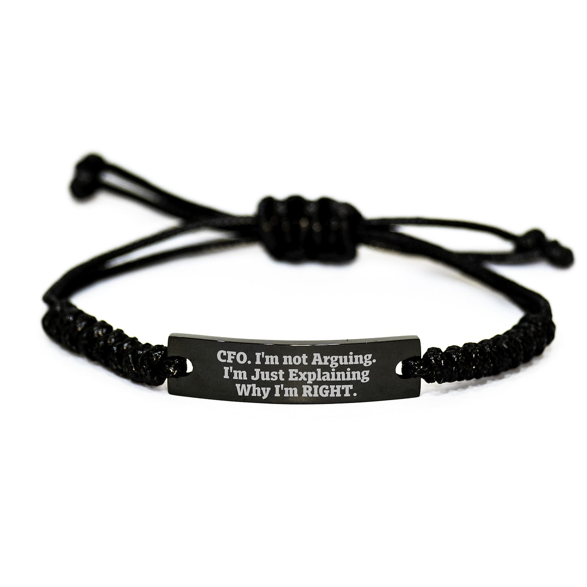 CFO Funny Rope Bracelet, Gifts from Friends to CFO, Inspirational Quote, Adjustable Black Rope, Perfect Graduation Unique Gifts - Image 1