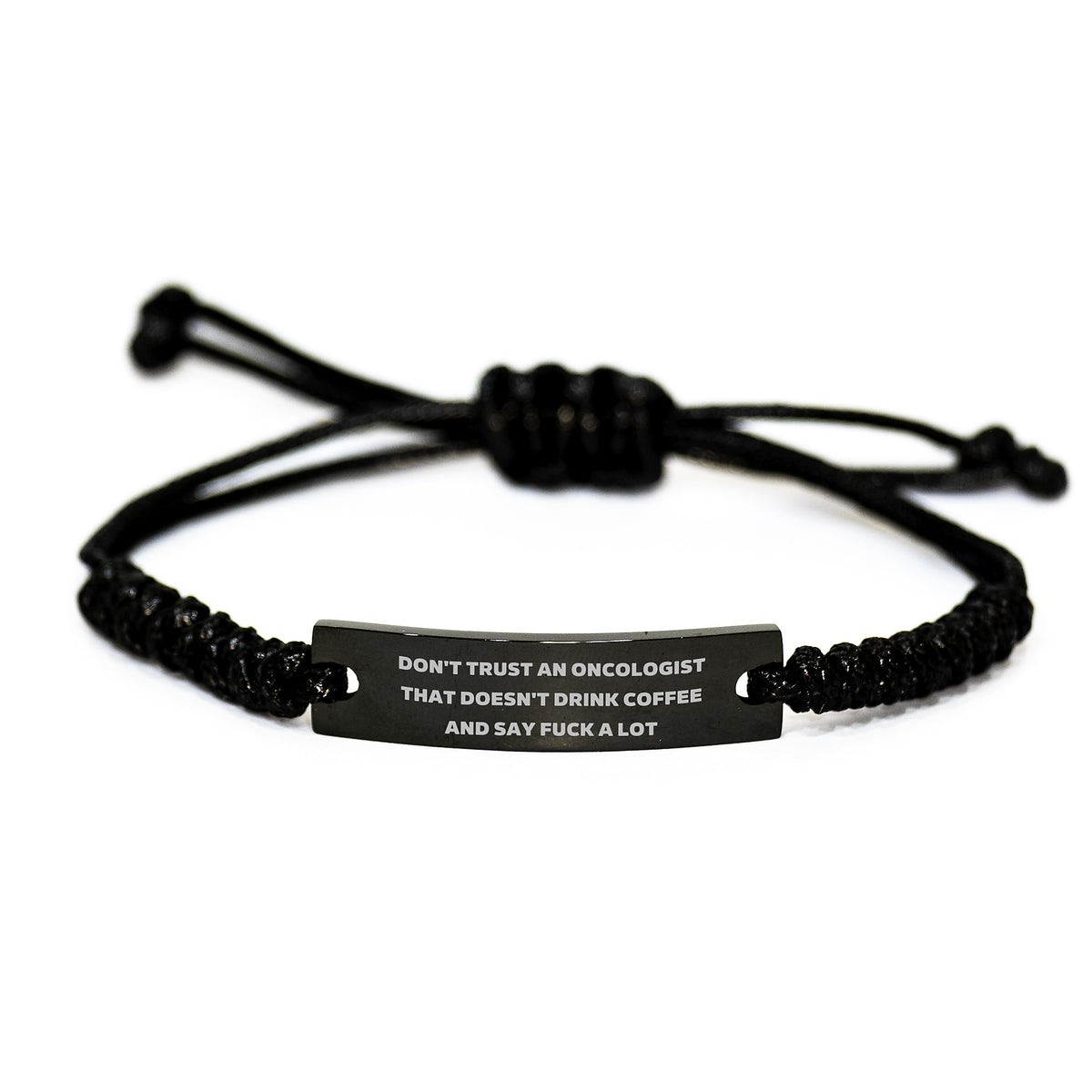 Oncologist Gifts Funny Quote Rope Birthday Unique Gift for Men Friends Family from Oncologist Quotes 'Don't Trust An Oncologist That Doesn't Drink Coffee And Say F--k A Lot' Adjustable Black Rope - Image 1