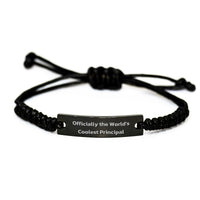 Load image into Gallery viewer, Funny Principal Gifts for Men from Friends - Officially The World&#39;s Coolest Principal Rope Bracelet, Black - Image 1
