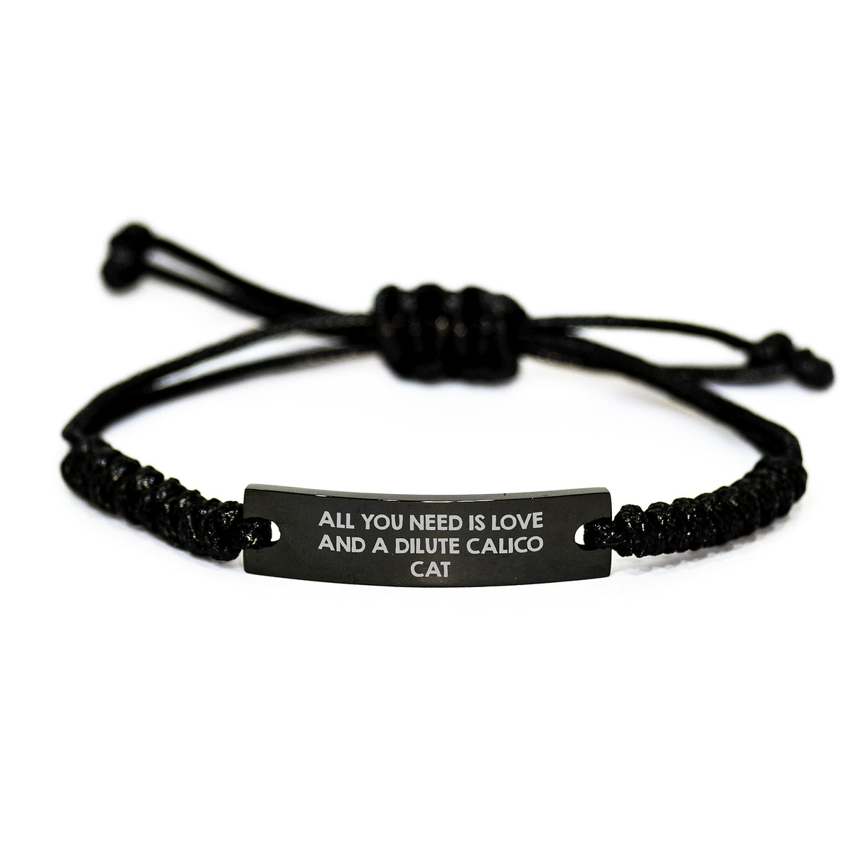 Dilute Calico Cat Lover's Rope Bracelet, Gift for Dilute Calico Cat Enthusiasts, Funny Quote, Adjustable Black Rope Bracelet, Gifts from Friends and Family for Christmas - Image 1