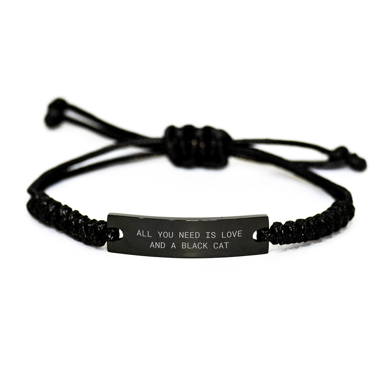 Black Cat Rope Bracelet, Funny Quote, Gifts for Men, Christmas Unique Gifts from Friends, Adjustable Rope Jewelry - Image 1
