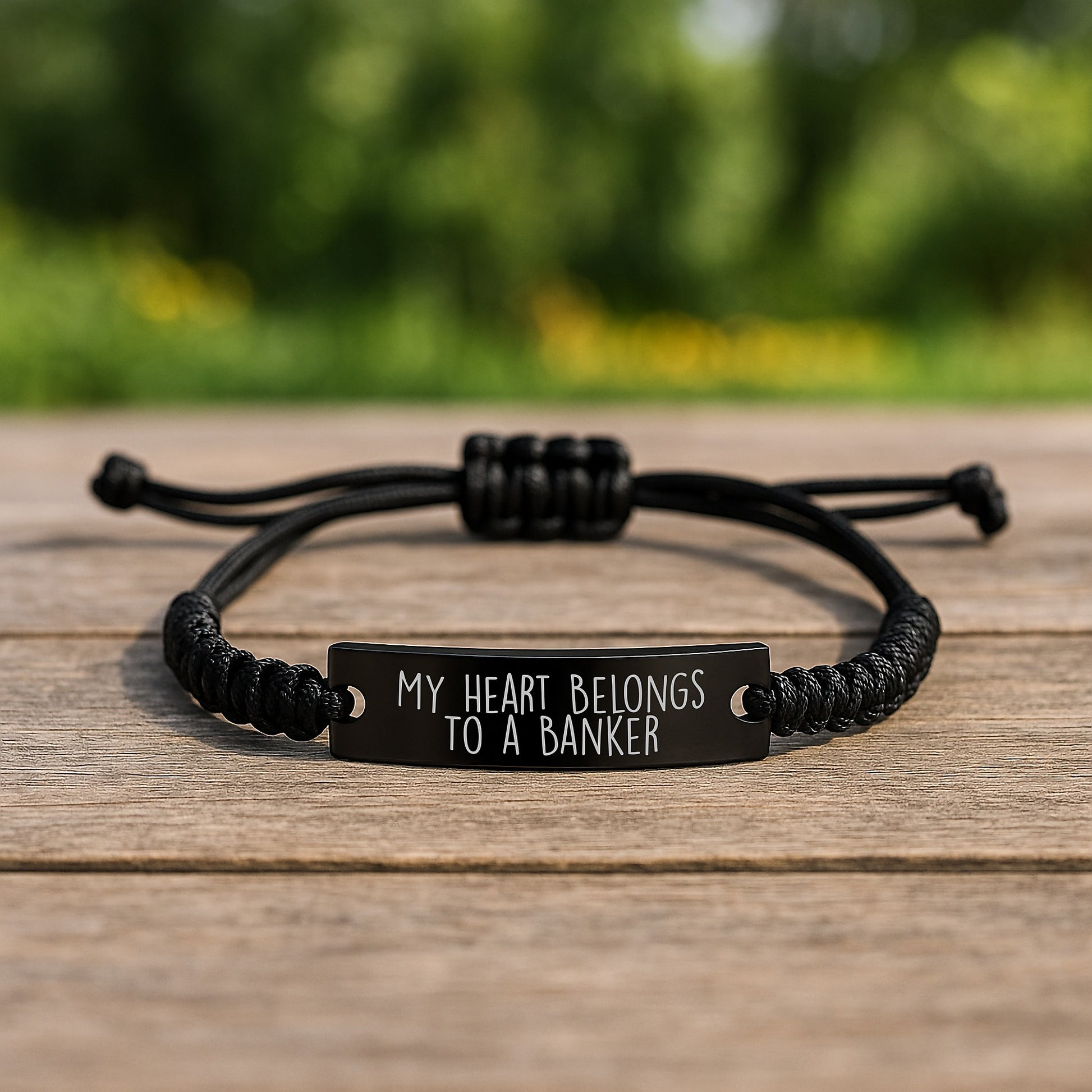 Funny Banker Gifts, Rope Bracelet for Graduation - 'My Heart Belongs To A Banker' Quote, Gifts from Friends to Banker - Image 2