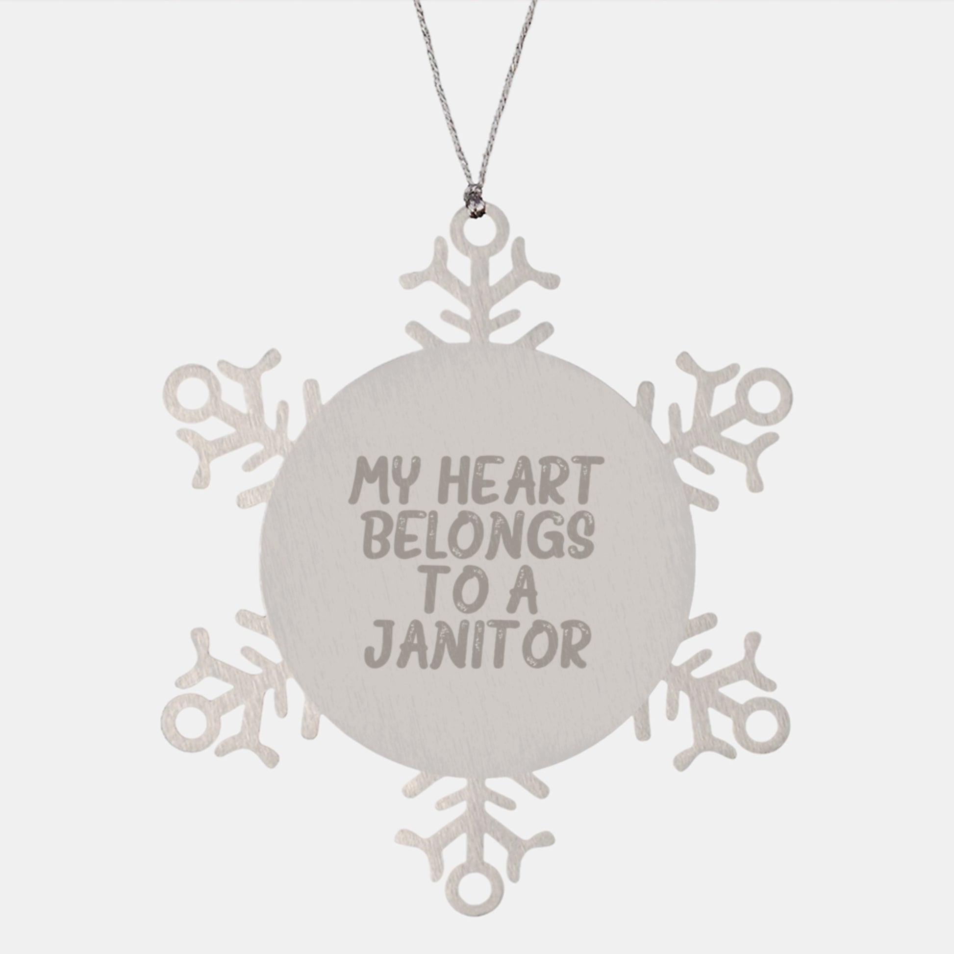 Funny Janitor Gifts from Friends for Janitor Lover, My Heart Belongs To A Janitor Snowflake Ornament, Unique Christmas Unique Gifts for Men, Women, Family - Image 1