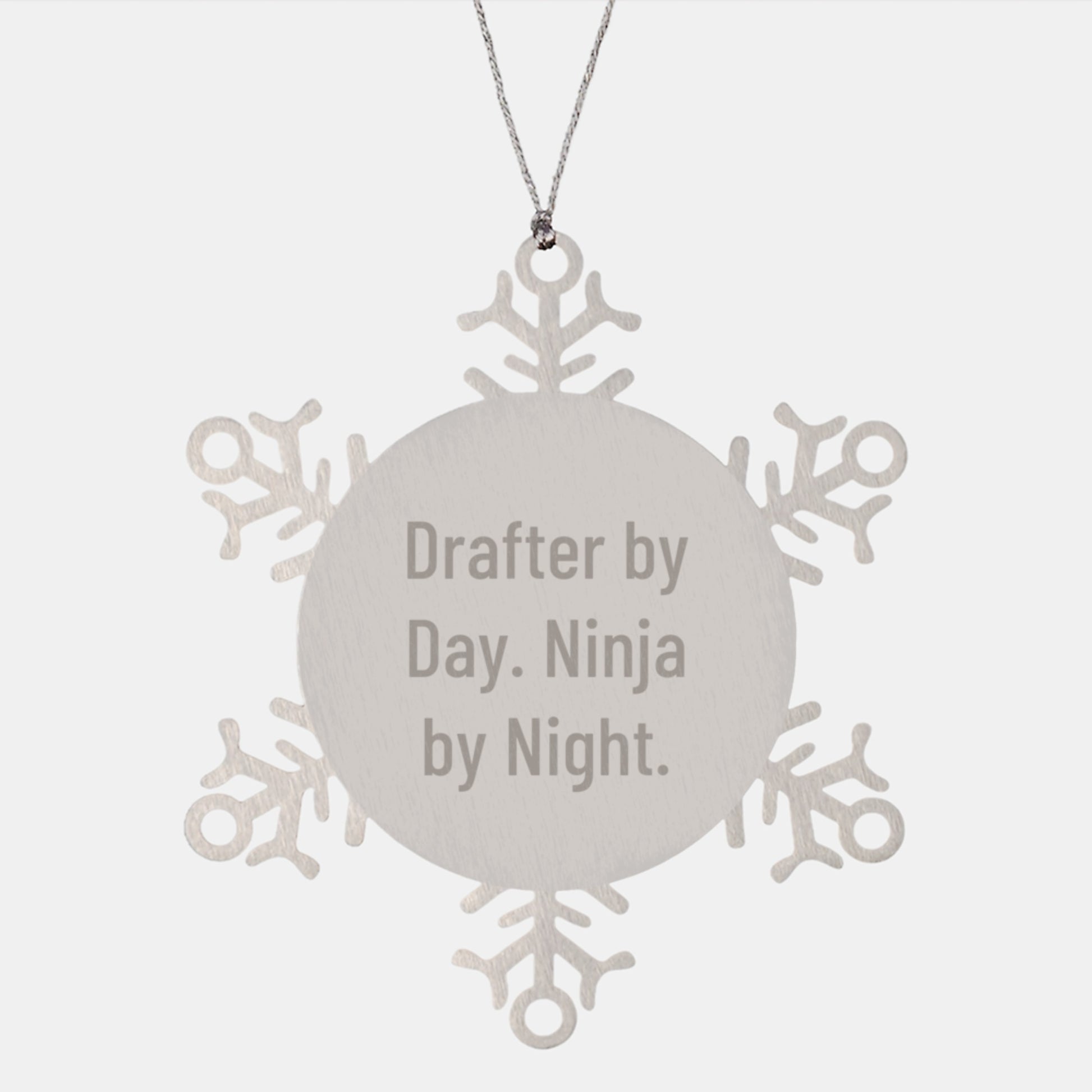 Funny Drafter Gifts from Friends for Christmas Unique Ornaments, Snowflake Ninja Drafter By Day, Drafter By Night. - Image 1