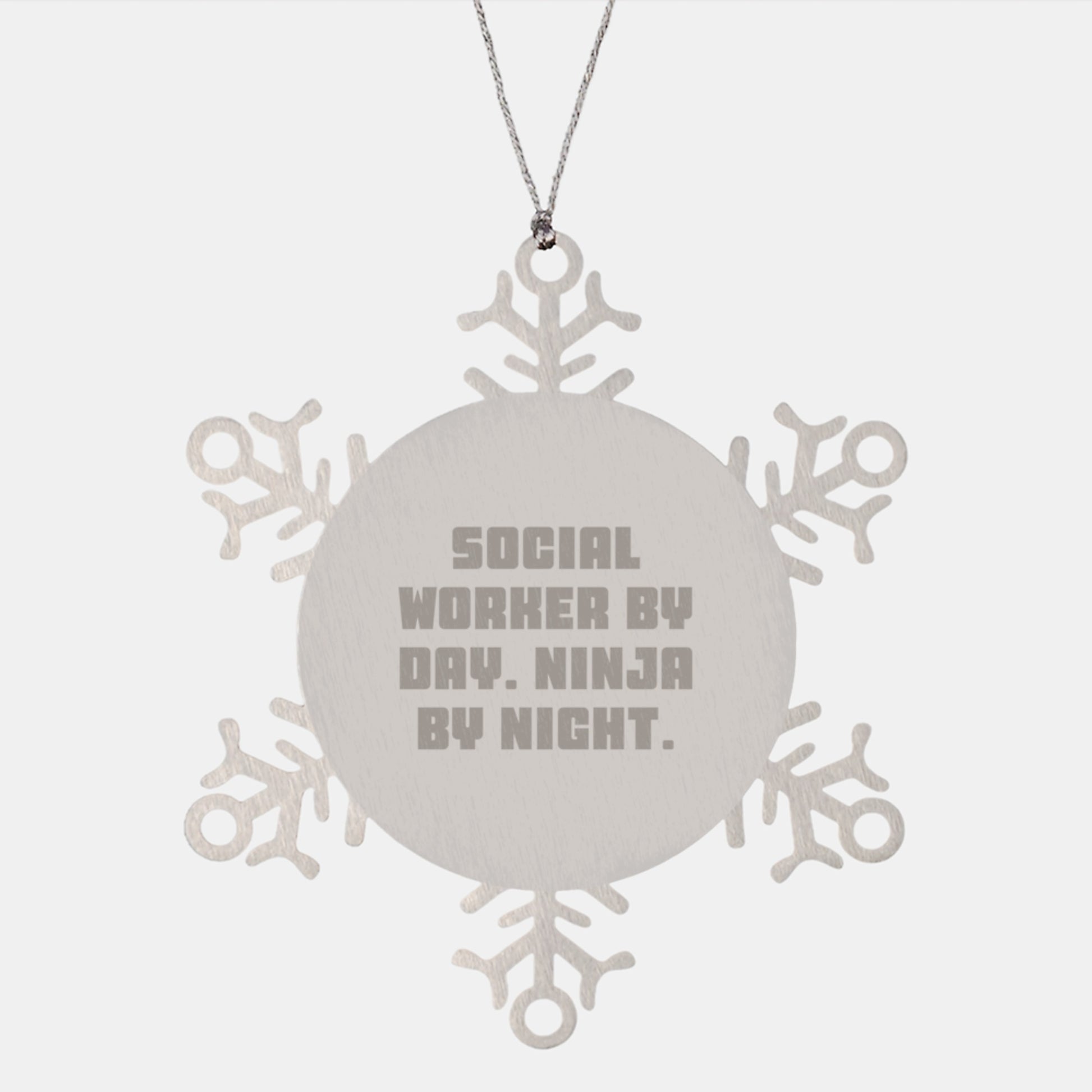 Funny Snowflake Ornament for Social Worker Gifts from Friends and Family, Unique Christmas Unique Gifts for Social Worker By Day Ninja By Night - Image 1