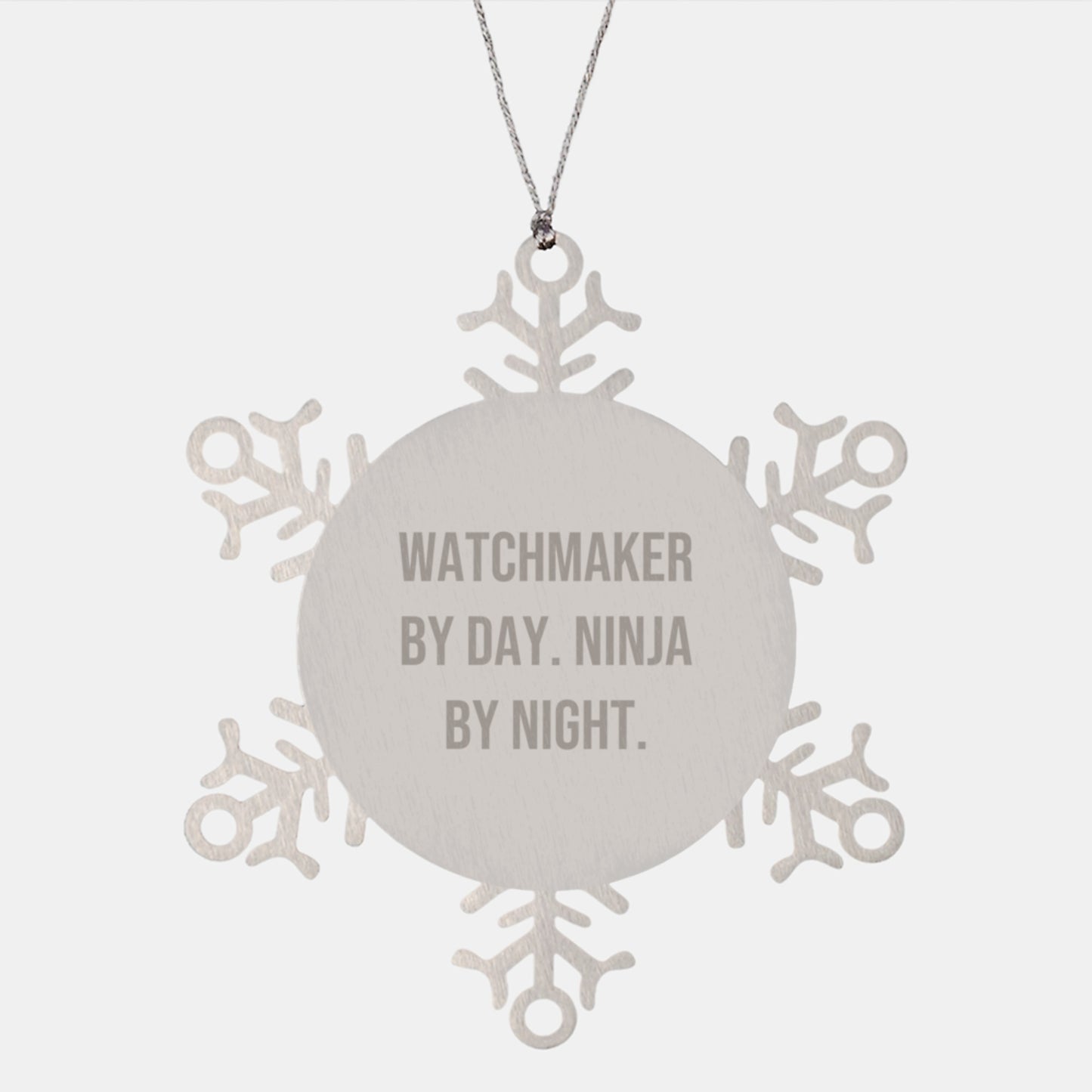 Watchmaker Gifts from Men, Snowflake Ornament Christmas Unique Gifts, Funny Quote 'Watchmaker By Day. Ninja By Night.', for Watchmaker Friends - Image 1