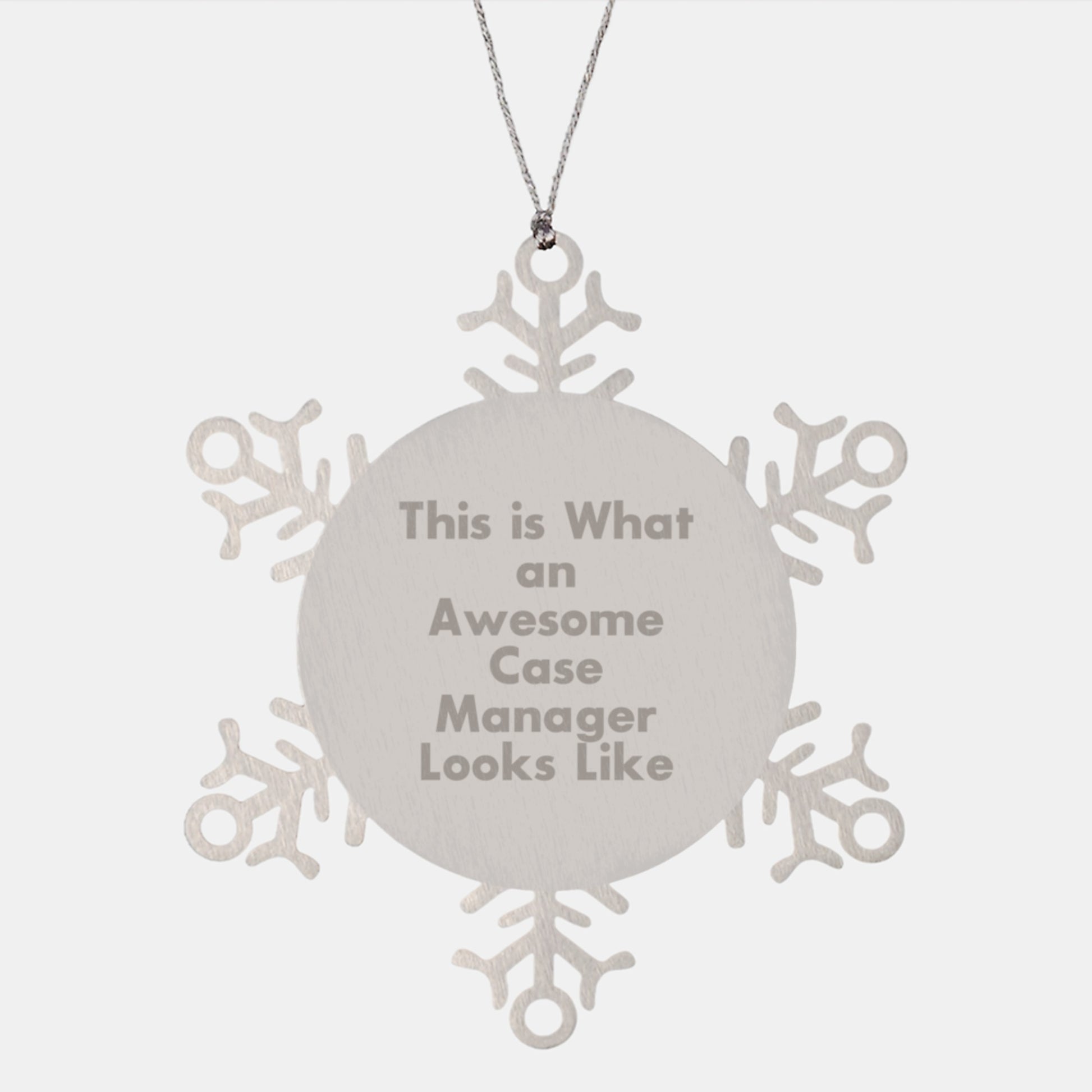 Funny Case Manager Gifts from Friends to Case Manager Christmas Unique Snowflake Ornament, This Is What An Awesome Case Manager Looks Like Inspirational Quote, Snowflake Ornament Case Manager - Image 1