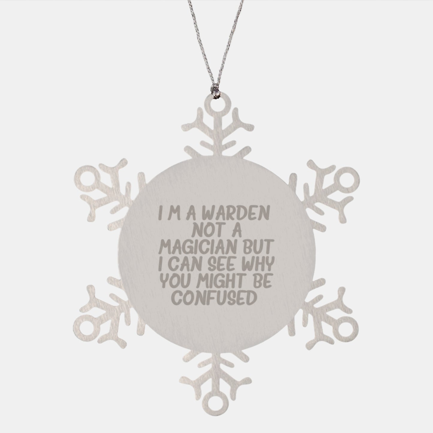 Funny Warden Gifts from Men to Men - Warden Snowflake Ornament, Christmas Unique Gifts, Stainless Steel Decoration - Image 1