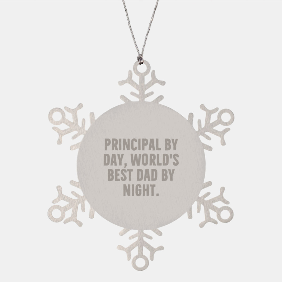 Principal Gifts, Snowflake Ornaments for Christmas - Funny Quote 'Principal By Day, World's Best Dad By Night.' Gifts from Men, Gifts for Principal - Image 1