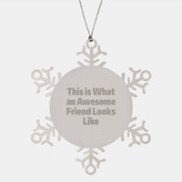 Load image into Gallery viewer, Funny Friend Gifts, Snowflake Ornament, This Is What An Awesome Friend Looks Like, Christmas Unique Gifts from Friends to Friends - Image 1
