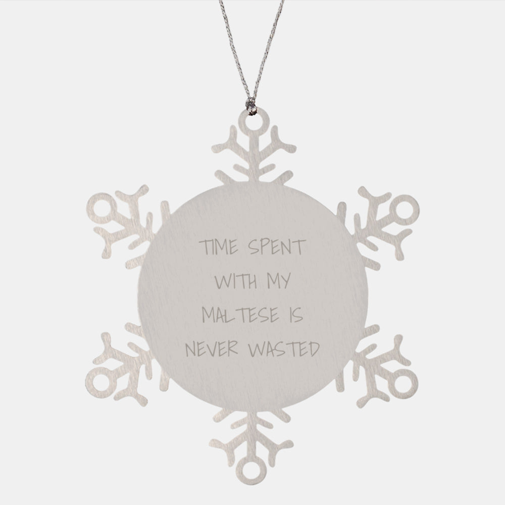 Commemorate Time Spent with Maltese Dog Gifts from Friends and Family - Snowflake Ornament - Image 1