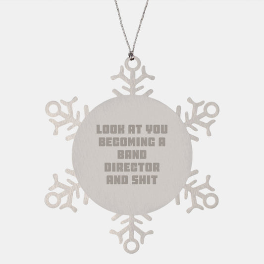 Funny Band Director Christmas Unique Gifts from Friends to Band Director Snowflake Ornament - Image 1