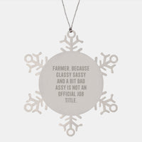 Load image into Gallery viewer, Funny Farmer Gifts, Snowflake Ornament, Christmas Unique Gifts from Friends for Farmer, &#39;Farmer. Because Classy Sassy And A Bit Fearlessy Is Not An Official Job Title.&#39; - Image 1
