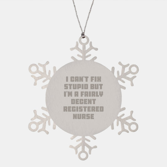 Funny Registered Nurse Gifts from Men to Christmas Unique Gifts for Registered Nurse Snowflake Ornament - Image 1