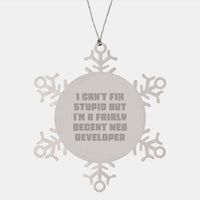 Load image into Gallery viewer, Funny Web Developer Gifts, Snowflake Ornament with I Can&#39;t Fix Stupid Quote, Gifts from Friends for Web Developer, Christmas Unique Presents - Image 1
