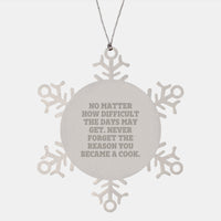 Load image into Gallery viewer, Cook Gifts from Men - &#39;Never Forget The Reason You Became A Cook.&#39; Funny Christmas Unique Snowflake Ornament for Friends, Coworkers, Family - Image 1
