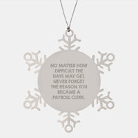 Load image into Gallery viewer, Inspirational Payroll Clerk Gifts from Friends, Coworkers, or Family - Snowflake Ornament with Quotes &#39;No Matter How Difficult The Days May Get.&#39; - Unique Christmas Unique Gifts for Payroll Clerk - Image 1
