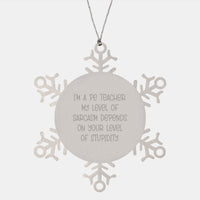 Load image into Gallery viewer, Funny PE Teacher Snowflake Ornaments Gifts from Friends for Christmas, Sarcasm Level Decorations, PE Teacher Unique Snowflake Gift - Image 1
