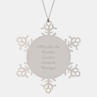 Load image into Gallery viewer, Funny Gifts from Friends for General Manager - &#39;Officially The World&#39;s Coolest General Manager&#39; Snowflake Ornament, Christmas Unique Gifts - Image 1
