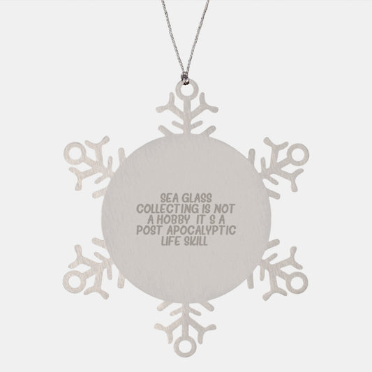 Funny Sea Glass Collecting Gifts from Friends, Women, Family, for Sea Glass Collecting Enthusiasts, Snowflake Ornament, Christmas Decorations - Image 1