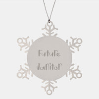 Load image into Gallery viewer, Funny Janitor Gifts, Christmas Unique Snowflake Ornaments, Inspirational 'Future Janitor' Quote, Stainless Steel, Gifts from Men to Janitors, Perfect for Janitor's Office - Image 1
