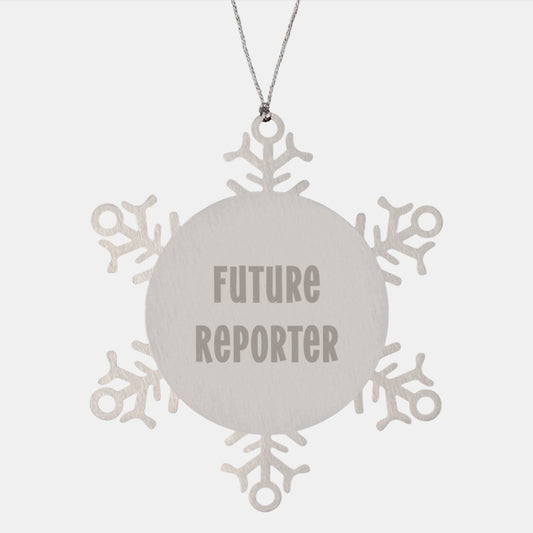 Funny Quote Gifts from Friends for Future Reporter Christmas Unique Snowflake Ornament, Stainless Steel, 3.14 Inches in Diameter - Image 1