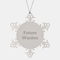 Load image into Gallery viewer, Funny Warden Snowflake Ornament Christmas Unique Gifts from Friends to Future Warden, Inspirational Warden Present, Warden Gift Ornament, Stainless Steel Snowflake Ornament - Image 1

