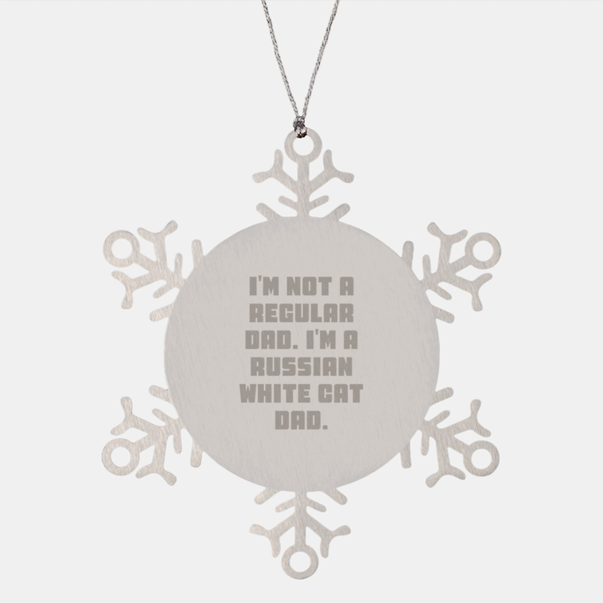 Funny Russian White Cat Gifts from Dad for Russian White Cat Lover Russian White Cat Dad Christmas Unique Snowflake Ornaments - Image 1