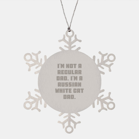 Funny Russian White Cat Gifts from Dad for Russian White Cat Lover Russian White Cat Dad Christmas Unique Snowflake Ornaments - Image 1