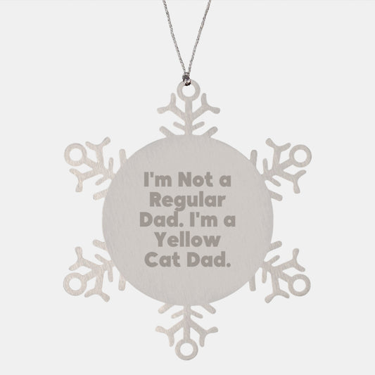 Funny Yellow Cat Gifts from Dad to Yellow Cat Lover Snowflake Ornament Christmas Unique Gifts - Image 1