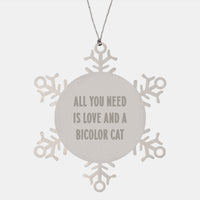 Load image into Gallery viewer, Funny Bicolor Cat Gifts for Men Women Friends Family - Snowflake Ornament, Love and Bicolor Cat Christmas Unique - Image 1
