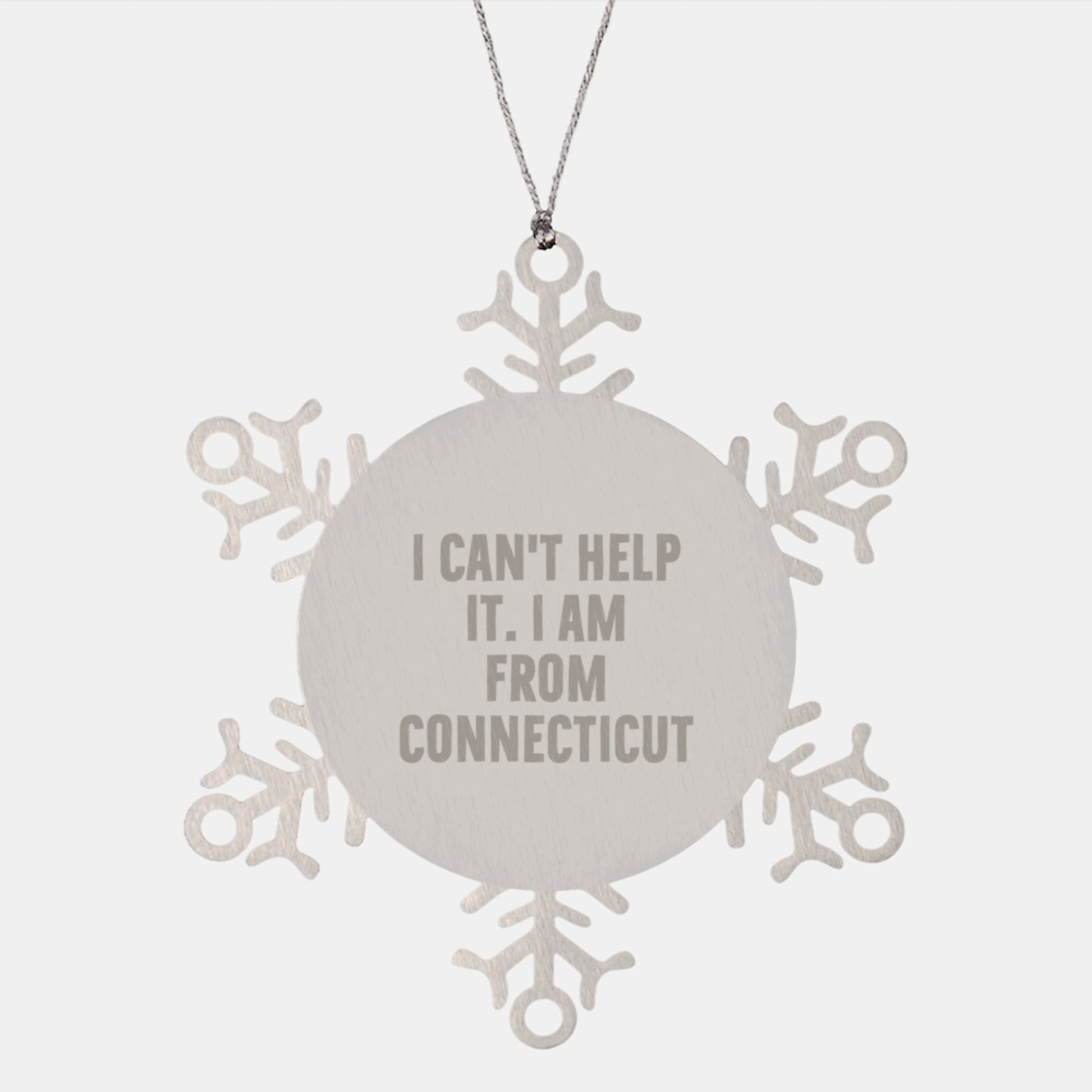 Connecticut Snowflake Ornament Gifts from 'I Can't Help It. I Am From Connecticut' Lovers, Unique Christmas Unique Gifts for Men Women Friends Family, Stainless Steel Decorations - Image 1