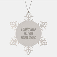 Load image into Gallery viewer, Idaho Christmas Snowflake Ornaments Gifts from Men to Family Members - Funny Quote I Cant Help It I Am From Idaho - Image 1
