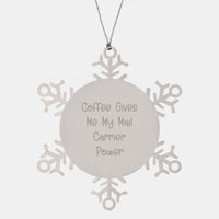 Load image into Gallery viewer, Funny Mail Carrier Gifts from Friends for Mail Carrier Snowflake Ornament - Coffee Powers My Mail Carrier - Image 1
