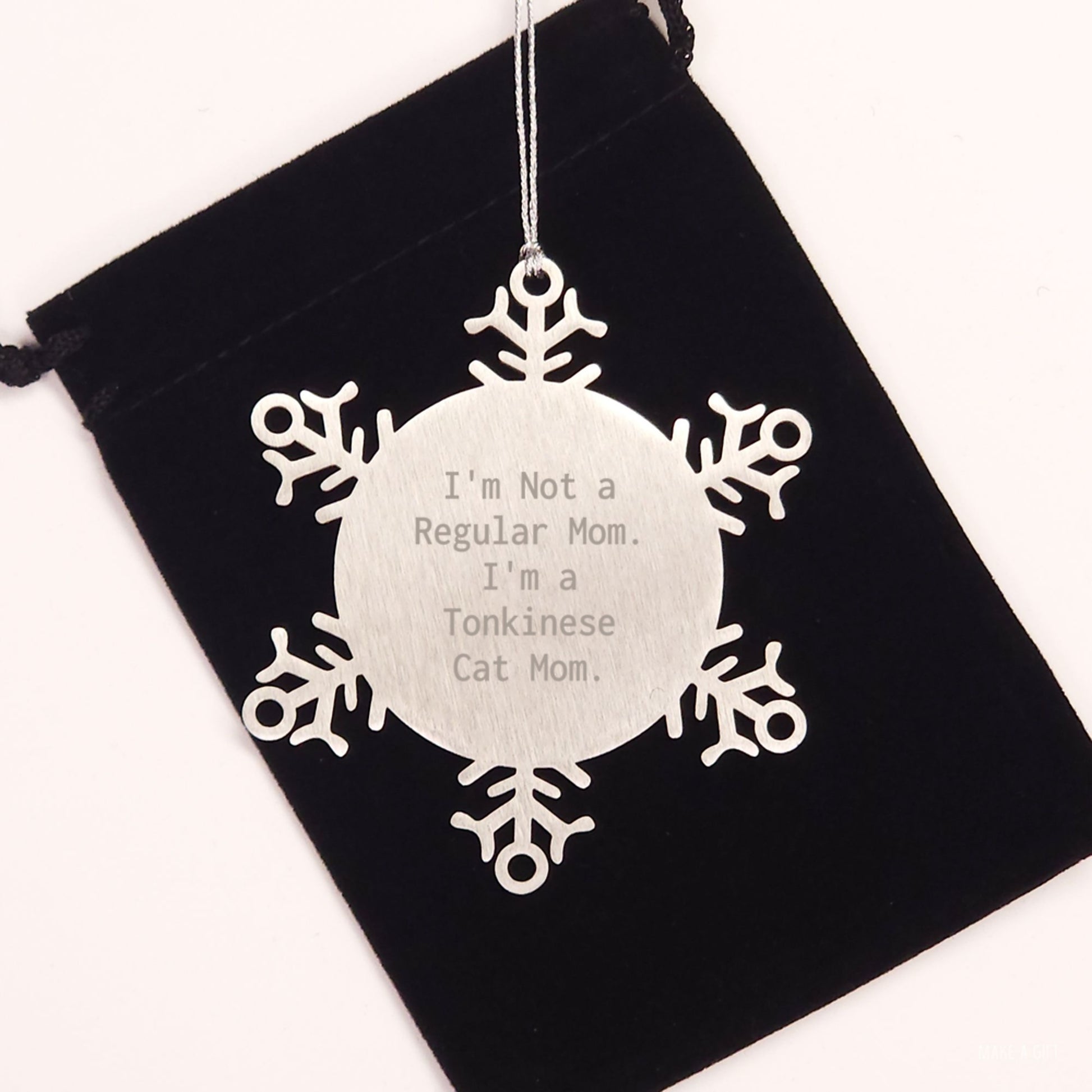 Funny Tonkinese Cat Mom Gifts from Family for Christmas Unique Snowflake Ornament with I'm Not A Regular Mom - Image 2