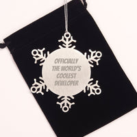 Load image into Gallery viewer, Officially The World&#39;s Coolest Developer Christmas Unique Gifts from Men, Funny Snowflake Ornament for Developer, Unique Christmas Unique Gifts for Developer Friends - Image 2
