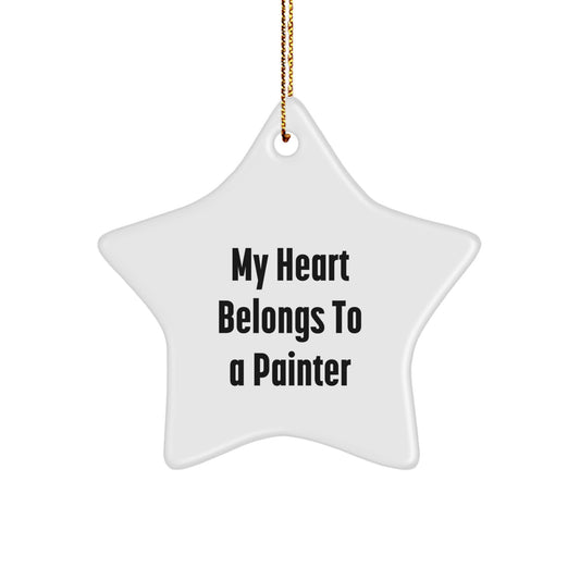 Funny Painter Gifts from Friends - My Heart Belongs To A Painter - Star Ornament for Christmas - Image 1