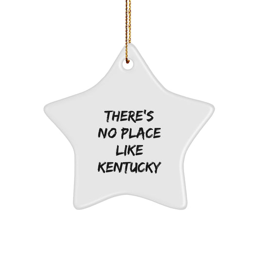 Kentucky Star Ornament Gifts from Friends and Family 'There's No Place Like Kentucky' White Star Shaped Decoration for Christmas Unique Gifts - Image 1